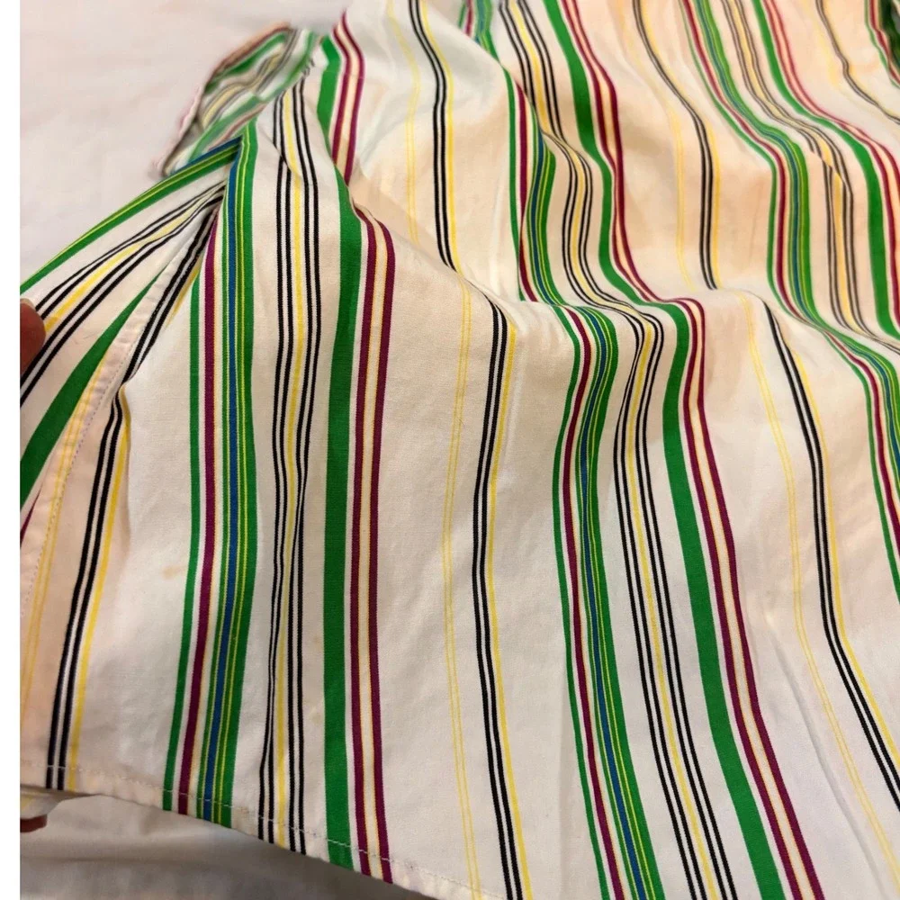 Ralph Lauren Custom Fit Striped Button Down Shirt 18 XXL Green Purple‎ White